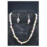 Cultured Pearls Necklace And Earrings, Multicolor