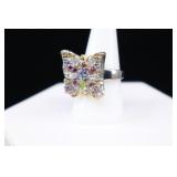 Sterling Silver Multi-gemstone Butterfly Ring, 925