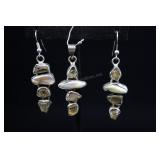 Sterling Silver & Cultured Pearls And Natural Ston