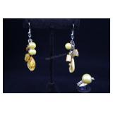 Sterling Silver & Cultured Pearls Ring 925, And Ea