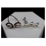 Sterling Silver & Cultured Pearls Pendant, Earring