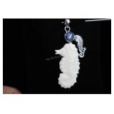 Sterling Silver Carved Bone Seahorse Pendant