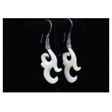 Sterling Silver Carved Bone Earrings