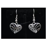 Sterling Silver Heart Earrings, 925