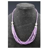 Amethyst Beaded Necklace With Sterling Silver