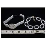 White Eon Quartz Wrist Watch And Link Bracelet