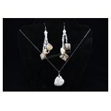 Cultured Pearl Pendant And Necklace And Earrings