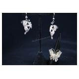 Sterling Silver Butterfly Ring And Butterfly Earri