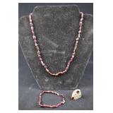 Sterling Silver Ring With Garnet And Citrine, And