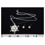 Cultured Pearl Snowflake Pendant With Stainless St