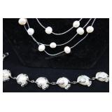 Stainless Steel Cultured Pearl Necklace And Bracel