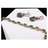 Sterling Silver And Raw Stone Earrings And Bracele
