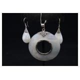 Sterling Silver & Mother Of Pearl Earrings And Lar