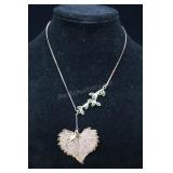 Gold Leaf Necklace With Green Stones