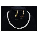 Cultured Pearls Strand Necklace And Multi Colored