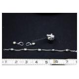 Cultured Pearls Bracelet And Earrings, And Sterlin