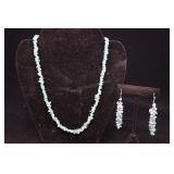 Aquamarine Chip Necklace And Earrings