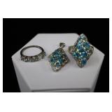 Sterling Silver Aquamarine Rings And Pendants, 925
