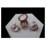 Rose Colored Sterling Silver Rose Quartz Ring And