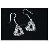Sterling Silver Heart Earrings, 925