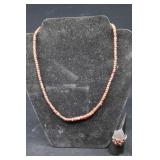 Sterling Silver & Garnet Ring With Beaded Necklace