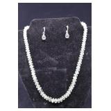 Sterling Silver Beaded Necklace And Earrings