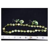 Cultured Pearl Green Pearl Necklace And Earrings,