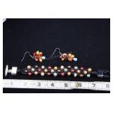 Cultured Pearl Earrings And Bracelet With Multi Co