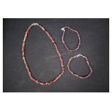 Garnet Chip Necklace And Bracelets