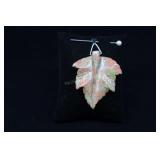 Large Carved Unakite Leaf Pendant