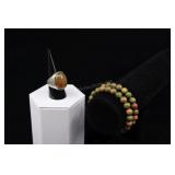 Unakite Beaded Bracelets And Stainless Steel Hamme