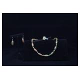 Unakite Beaded Necklace And Sterling Silver Earrin