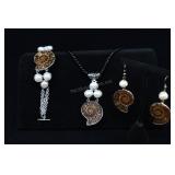 Ammonite Bracelet, Earrings, And Pendant With Cult
