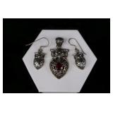 Sterling Silver Owl Earrings And Pendant