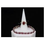 Sterling Silver & Rhodolite Garnet Bracelet And Ru