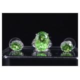 Sterling Silver & Peridot Ring And Earrings, 925 A