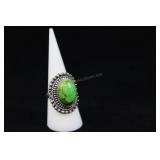 Sterling Silver & Green Mohave Turquoise Ring, 925