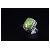 Sterling Silver & Green Mohave Turquoise Ring, Bal