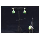 Sterling Silver & Green Mohave Turquoise Ring And