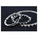 Sterling Silver & Onyx Bangle, And Stainless Steel