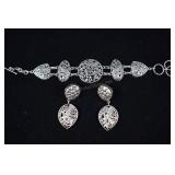 Sterling Silver Bracelet And Earrings, 925