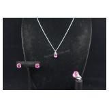 Rhodolite Garnet & Sterling Silver Ring, Earrings