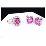 Rhodolite Garnet & Sterling Silver Ring, Earrings