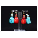 Sterling Silver Sea Bamboo Earrings, Red & Turquoi