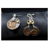 925, Pendant & Earrings, Ammonite & Citrine,