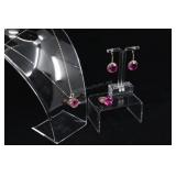 Sterling Silver & Rhodolite Garnet Ring, Earrings,