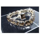Sterling Silver & Smoky Topaz Ring And Bracelet,