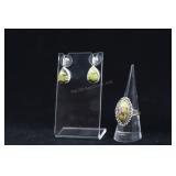 Sterling Silver With Green And Purple Zoisite And