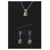 Sterling Silver & Green And Purple Zoisite Ear