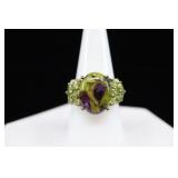 Sterling Silver & Green And Purple Zoisite Ring